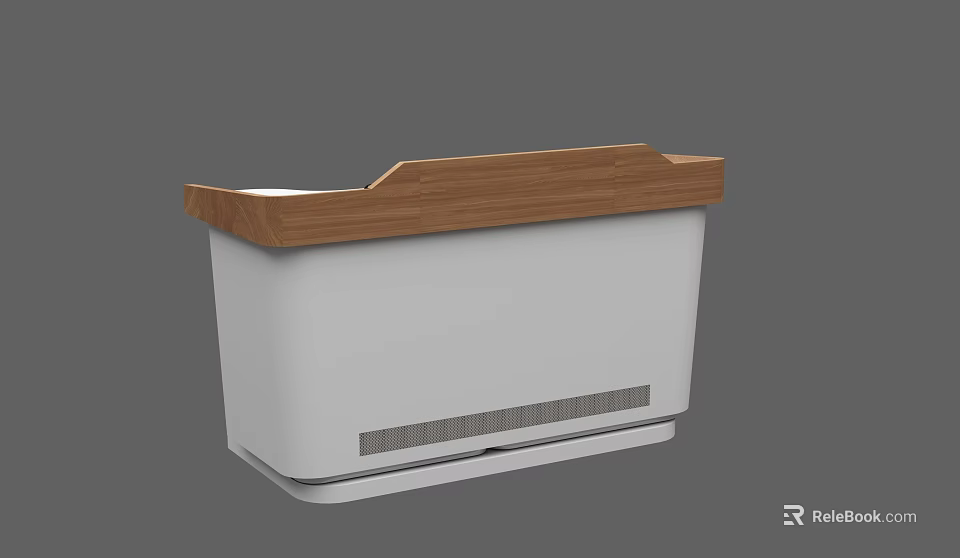 Modern Functional Desk With Wooden Top And White Body Ventilation Detail 3d model 