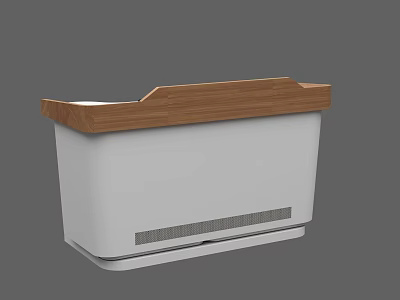 Modern Functional Desk With Wooden Top And White Body Ventilation Detail 3d model