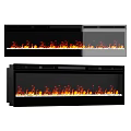 Modern Black Electric Fireplace With Realistic Flame Effect And White Stone Decor