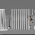 Stylish White Curtains Indoor Decor With Potted Plants And Sheer Fabric