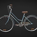 Vintage Bicycle With Light Blue Frame Brown Leather Seat And Chrome Wheels