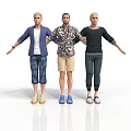 Three Men Standing With Arms Outstretched In Different Casual Outfits