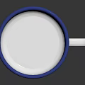 White Enamel Mug With Blue Rim And Handle For Daily Household Use