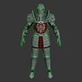 Medieval Knight Full Body Armor With Red Heart Emblem And Metal Design In Standing Pose