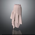 Fashionable Pink Women's Skirt With Asymmetrical Ruffled Hem For Daily Use