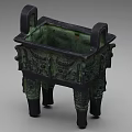 Cultural Art Exhibition Hall Displaying Ancient Chinese Bronze Tripod with Exquisite Carvings