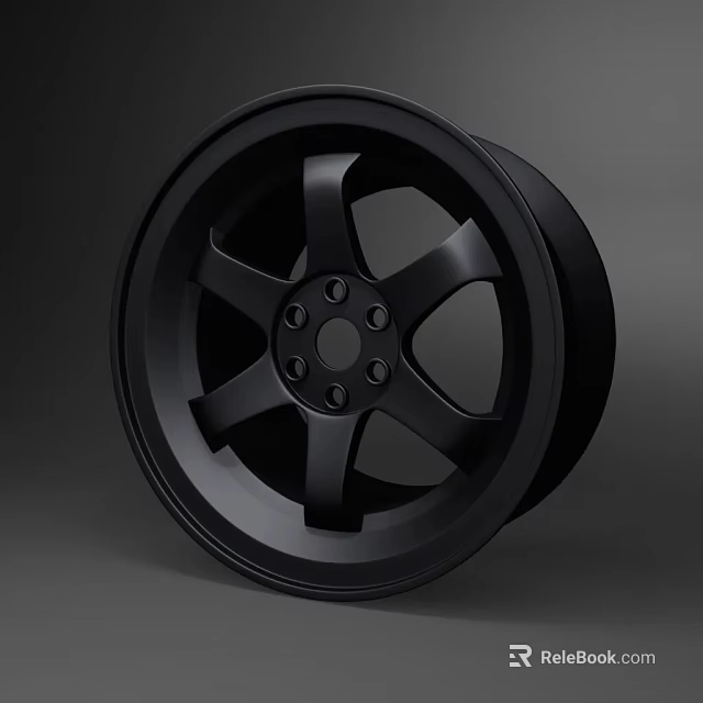Black Modern Automotive Tire With Stylish Alloy Wheel Spoke Design 3d model 