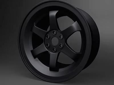 Black Modern Automotive Tire With Stylish Alloy Wheel Spoke Design 3d model