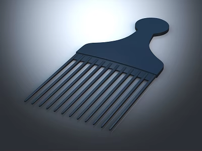 Modern Black Plastic Comb With Simple Design And Smooth Handle 3d model