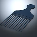 Modern Black Plastic Comb With Simple Design And Smooth Handle 3d model