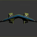 Futuristic Yellow And Blue Spaceship Exterior With Aerodynamic Design For Cosmic Exploration