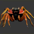 3D Rendered Orange Red Spider With Detailed Legs On Dark Background