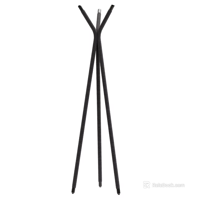Black Floor Standing Clothes Hanger With Tripod Design And Modern Home Style 3d model 