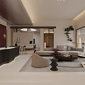 Modern Living Room Interior Design With Light Colored Sofa Round Coffee Table And Recessed Lighting