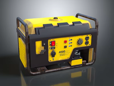 Industrial Portable Generator With Yellow Black Design Control Panel Buttons Knobs And Handles 3d model