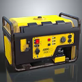 Industrial Portable Generator With Yellow Black Design Control Panel Buttons Knobs And Handles