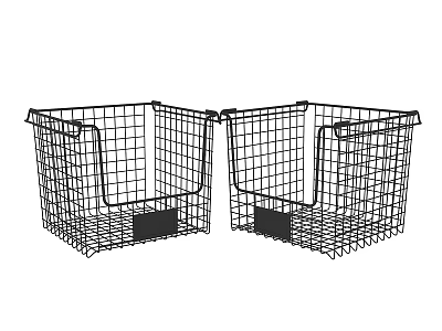 Black Metal Wire Storage Baskets With Handles For Home Organization 3d model