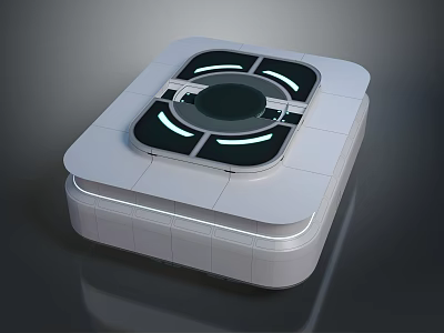 Modern Technical Equipment With Square Frame Circular Center And Illuminated Ring Details 3d model