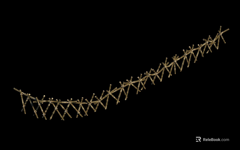 Durable Golden Wire Mesh Fence Structure With Crossed Metal Bars On Black Background 3d model 