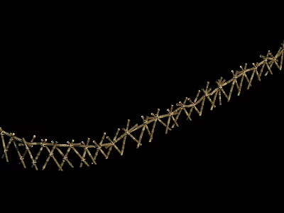 Durable Golden Wire Mesh Fence Structure With Crossed Metal Bars On Black Background 3d model