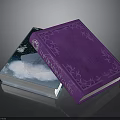 Ornate Purple Cover Books With Blue Cloud Design For Home Furniture Decor