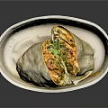 Fresh Tasty Wrap With Colorful Vegetable Fillings In White Oval Plate