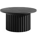 Modern Round Wooden Dining Table With Fluted Base And Multiple Color Options 3d model