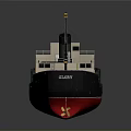 Detailed 3D Model of Cargo Ship With Black Green Hull Red Bottom and Deck Cabin