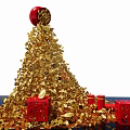 Chinese Festive Photo Spot With Gold Coin Tree Red Decorative Ball And Gold Ingots