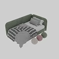 Stylish Modern Sofa Bed With Plaid Blanket Soft Pillows And Wooden Legs