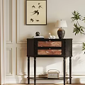 Classic Black Entryway Console Table Interior With Decorative Drawers And Table Lamp 3d model