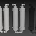 Different Colored Water Filter Pairs With Cylindrical Design And Connection Valves