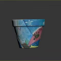 Colorful Handmade Flower Pot With Sculptural Carving And Decorative Patterns
