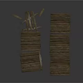 Wooden Planks With Scattered Pieces On White Background For Construction