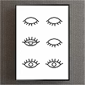 Minimalist Black Line Eye Illustrations On White Background With Gray Borders