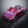 Shiny Fuchsia Convertible Car with Pink Interior and Black Sporty Wheels