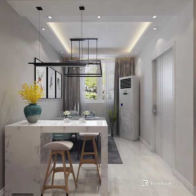 Nordic restaurant, minimalist restaurant 3d model 