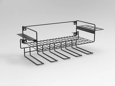Metal Wall Mounted Storage Rack With Hooks And Grid Design For Kitchen Storage 3d model