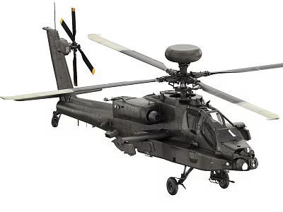 Military Attack Helicopter With Rotor Radar And Weapons System Design 3d model