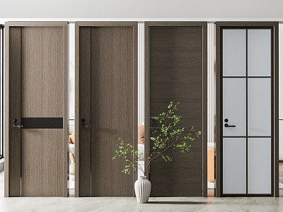 Modern swing door bedroom kitchen door 3d model