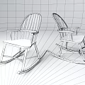 Traditional Wooden Rocking Chairs With Armrests Comfortable Seats And Curved Rocking Legs