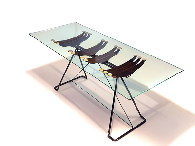 Modern Coffee Table With Clear Glass Top And Black Metal Frame Design 3d model