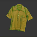 Yellow Short Sleeved Polo Shirt With Collar Buttons And Chest Pocket