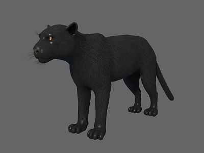 Realistic Black Panther 3D Render With Standing Pose And Yellow Eyes 3d model