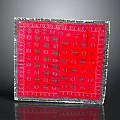 Red Square Patterned Silk Scarf With Intricate Traditional Design And Silver Trim