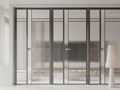 Modern Interior Sliding Doors With Glass Panels And Aluminum Frame 3d model