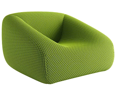 Modern Green Woven Single Sofa with Curved Design and Cozy Seating 3d model