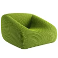 Modern Green Woven Single Sofa with Curved Design and Cozy Seating