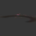 Red And White Spacecraft Flying Through Orange Cosmic Ring With Small Particles