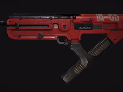 Red R-99 Gun Detailed View On Black Background With Magazine And Grip Design 3d model